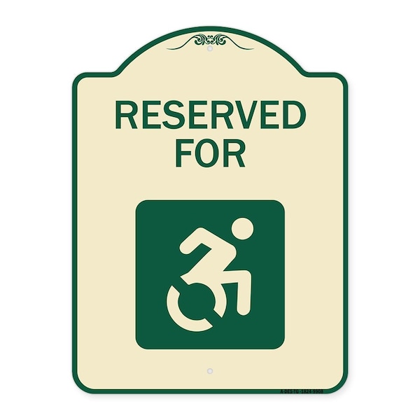 Designer Series-Reserved For With Accessible Symbol Heavy-Gauge Aluminum, 24" x 18", TG-1824-9908